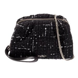 New Kate Spade Wool Shoulder Bag Wristlet with Leather Handle